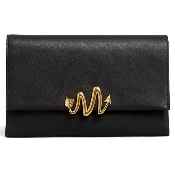 Mackage Handbags - MACKAGE DOLI black leather clutch with M button